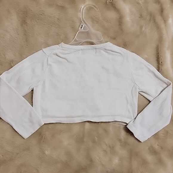 JANIE AND JACK SPECIAL OCCASION WHITE CROPPED CARDIGAN W DIAMOND BUTTONS, SIZE 3 - Picture 5 of 5